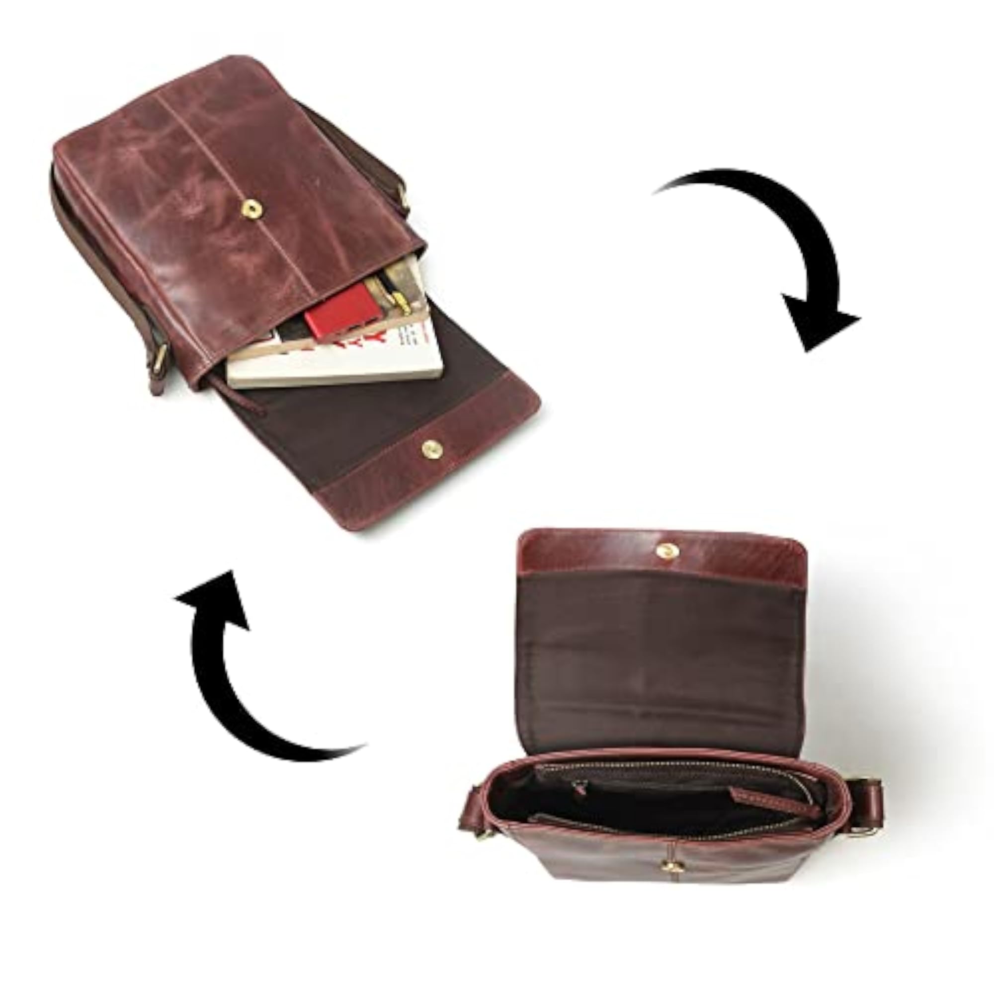 Full Grain Leather Medium Size Cross Body Messenger Bag for Men